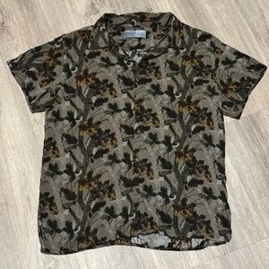 Eighth Avenue Camp Shirt Tree Print Casual Short‎ Sleeve Button Up Top
